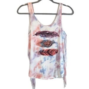 Hollister sz XS pink tie dye BOHO fringe tank top